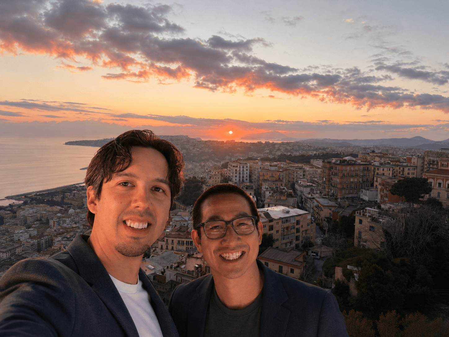 Tom and Kevin overlooking Naples at sunset